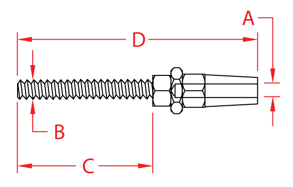 Stainless Steel Quick Attach™ Stud, METRIC - RIGHT HAND, S0775-0603, S0775-0604, S0775-0804, S0775-0805, S0775-1005, S0775-1006, S0775-1206, S0775-1208, S0775-1608, S0775-1610, S0775-2012